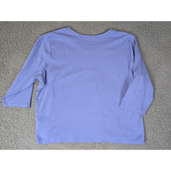 LL Bean Women Size 1X Purple 3/4 Sleeve Cotton Crew Neck T Shirt Basics Outdoor - Picture 8 of 9